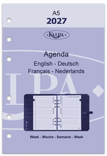 6206-27 210 x 144 mm A5 Diary Inserts Weekly EN DE FR NL 2027